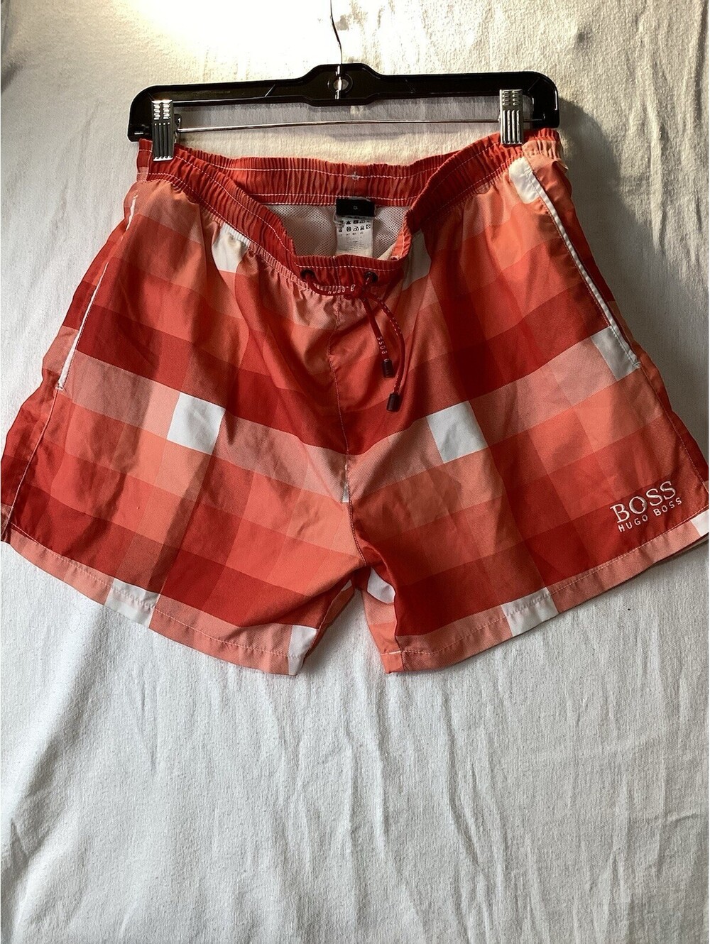 BOSS Red Swim Trunks with White Drawstring Size S